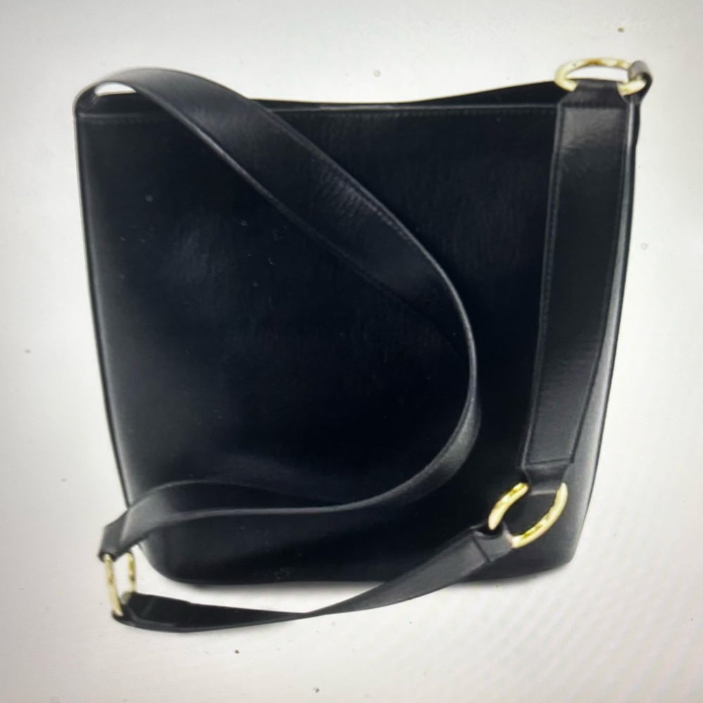 Black Bucket Style Vegan Leather Crossbody  Bag